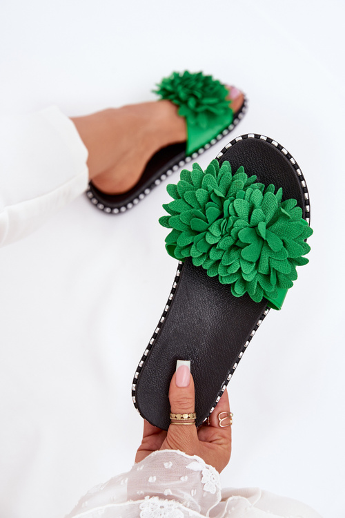 Dámské sandály zdobené květinami zelené Cellanen