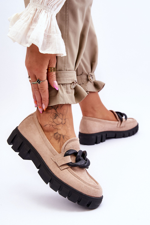 Dámské semišové mokasíny na platformě Béžove Bennett