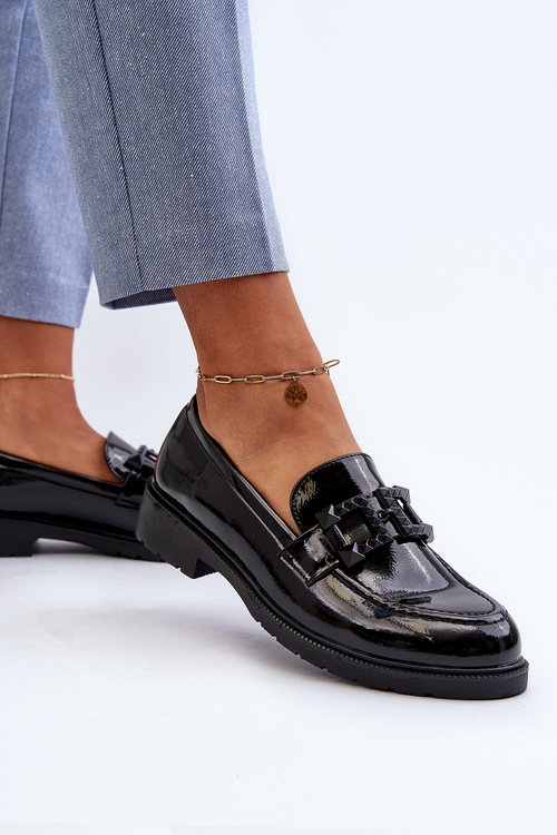 Lakované dámské mokasíny s ozdobou S.Barski HY371A