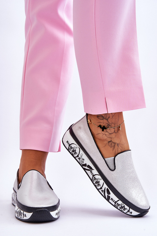 Dámské nazouvací kožené tenisky stříbrné Ottavia