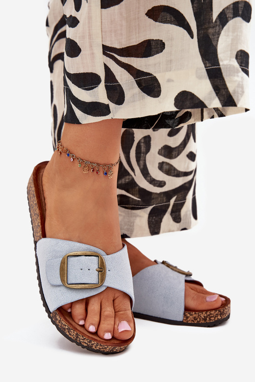 Dámske Šľapky S Prackou Na Korkovej Platforme Modré Zavira