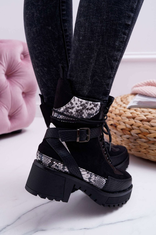 Dámske vysoké topánky had čierna nemtere