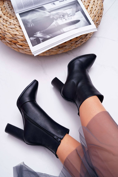 Dámské Kotníkové Boty Na Podpatku Se Zipem černé Ferol