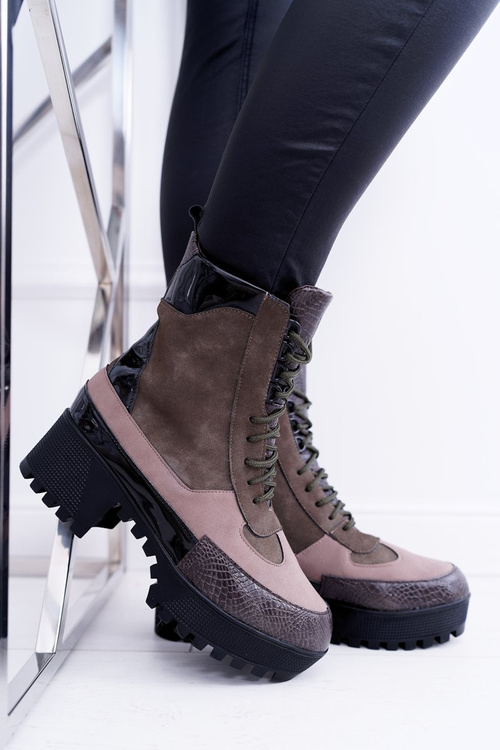 Dámské Kotníkové Ploché Boty Lu Boo Teplé Zelené Desert