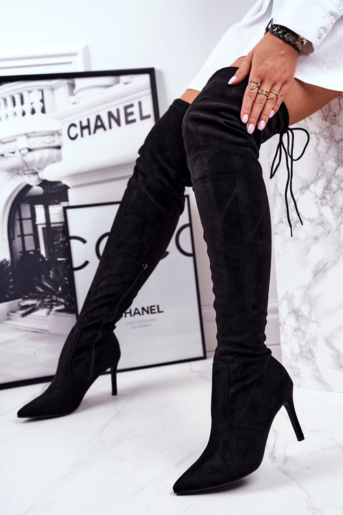 Ženské topánky na vysokých podpätkoch čierne huanto