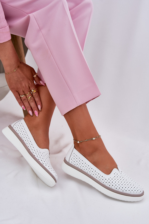 Kožené Dámske Polobotky Biele Liaruna