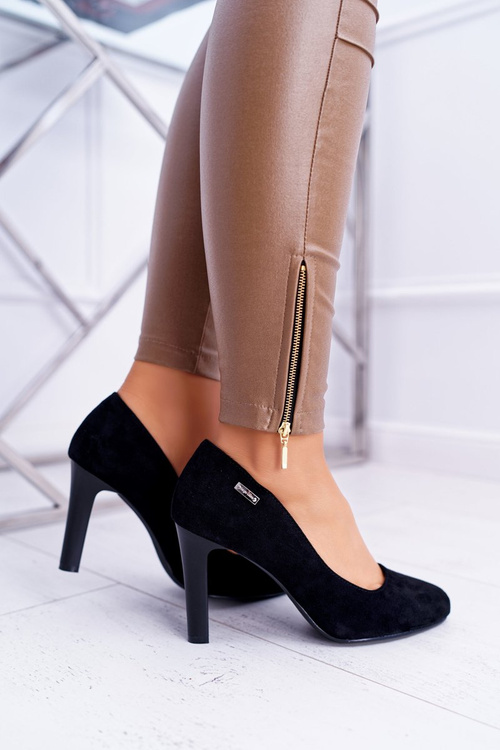 Dámske čierne pumpy na semišovom poste Sergio Leone Campbell