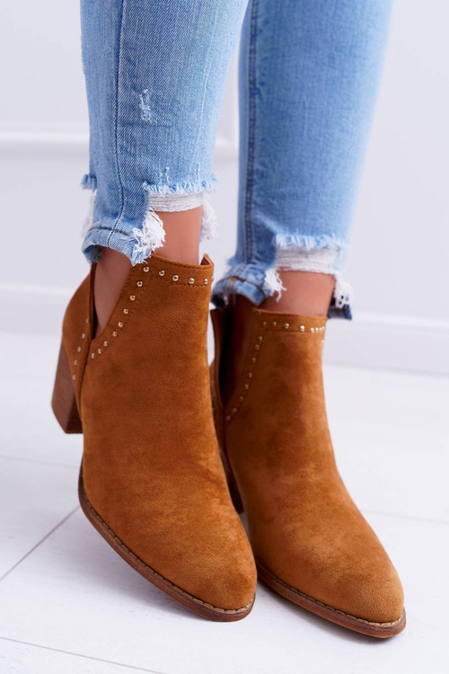 Dámské Ktníkové Boty Na Podpatku Slip-on s Výřezy Camel ManiMani