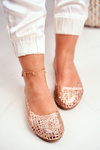 Lu Boo Dámske baleríny Pink Openwork Gold Braid Fors