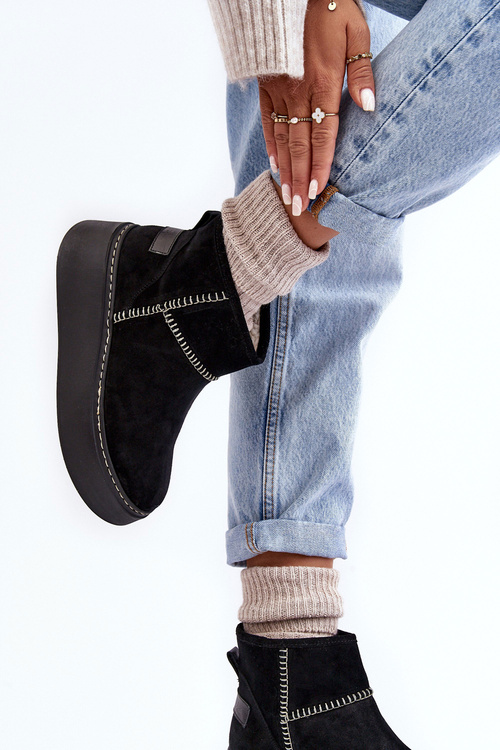 Dámske semišové snehové topánky Maciejka 06257-01 Čierna