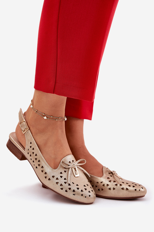 Dírové baleríny s odhalenou patou zlaté Navinnia