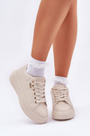 Dámske Sneakers Na Platforme Eko Koža Svetlo Béžové Lelandine