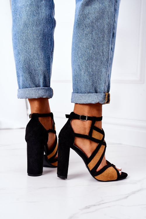 Semišové Sandály Na Podpatku Camel Emolly