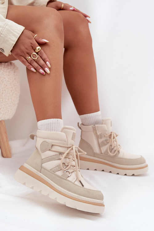 Dámske Čižmy Na Platforme Svetlo Béžové Liorae