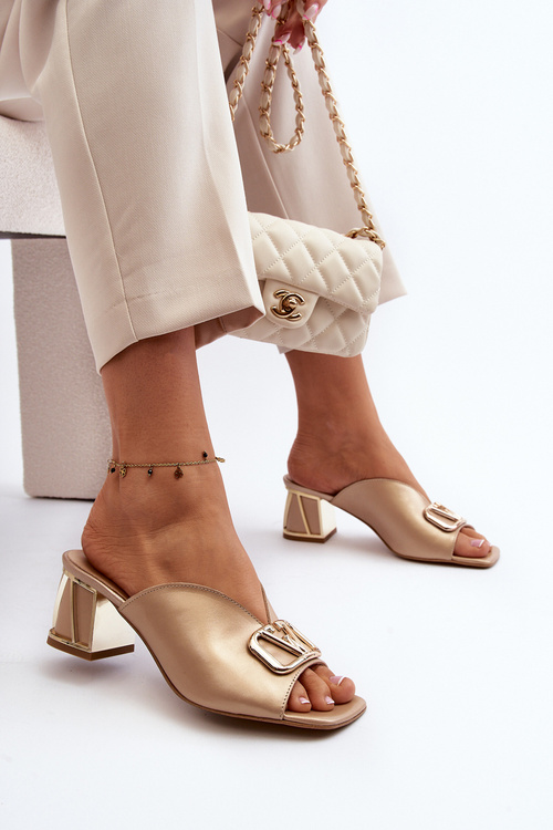 Elegantné dámske sandále na vysokom opätku Laura Messi 2771 zlaté