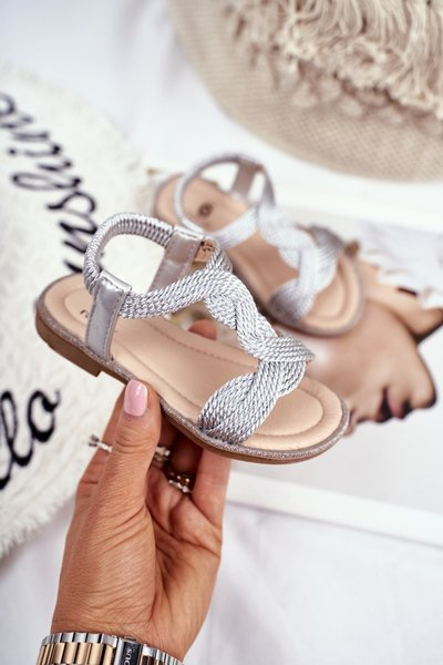 Detské strieborné sandále Lamado