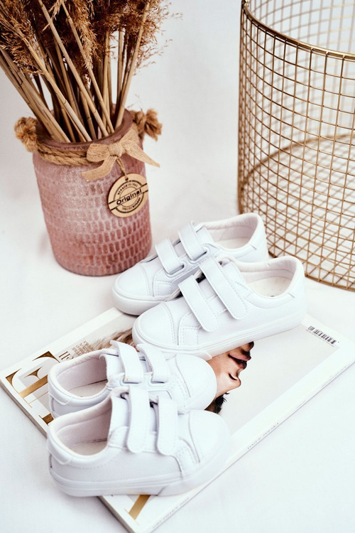 Dětské tenisky na suchý zip bílé Pergomo