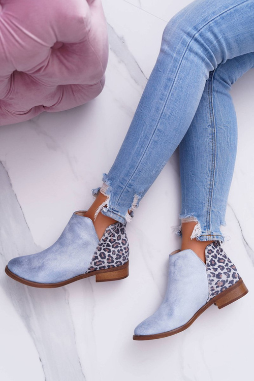 Dámske ploché topánky, jarné kožené modré šialenstvo