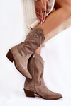 Suede Boots Cowboy Boots Lewski Shoes 3198 Cappucino