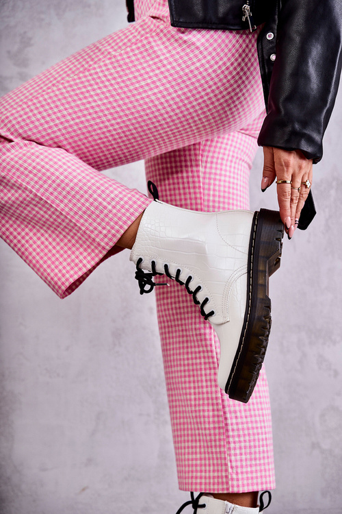 Dámské teplé boty z hadí kůže bílé Salma