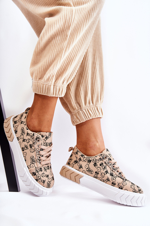 Dámske tenisky Športové topánky v tlačenej béžovej línii