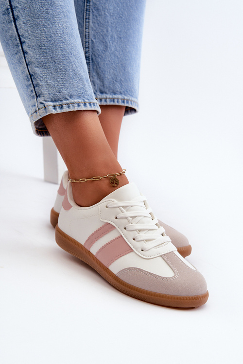 Dámske nízke tenisky z ekokože bielo-ružové Relialia