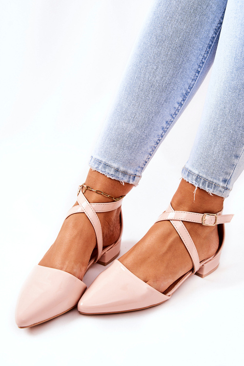 Lakované Lodičky na nízkém podpatku Béžove Giovanna