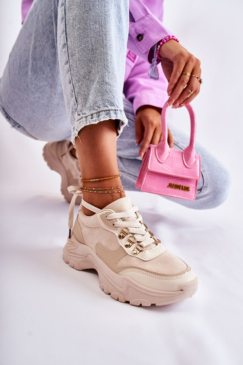 Dámske semišové športové topánky tenisky Light Beige Britany
