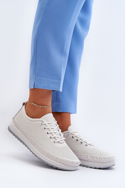 Kožené Sportovní Dámské Tenisky Beige Lalnai