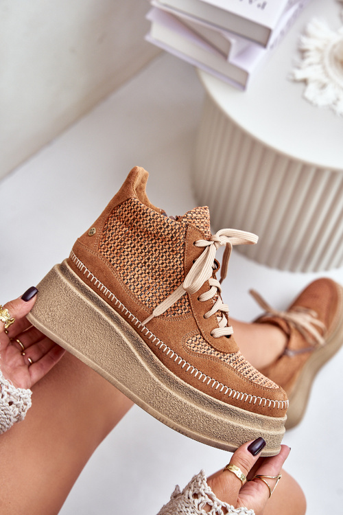 Kožené Čižmy Na Platforme A Klíne Maciejka Hnedé 06759-29