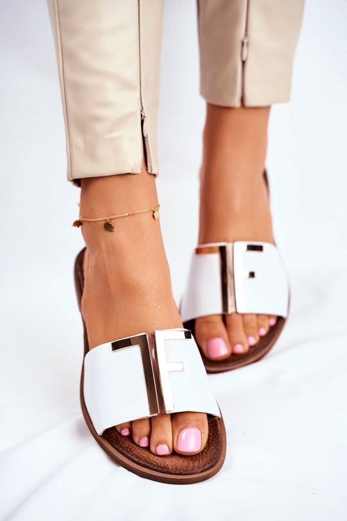 Dámské Klasické Kožené Nazouváky Bílé Adele