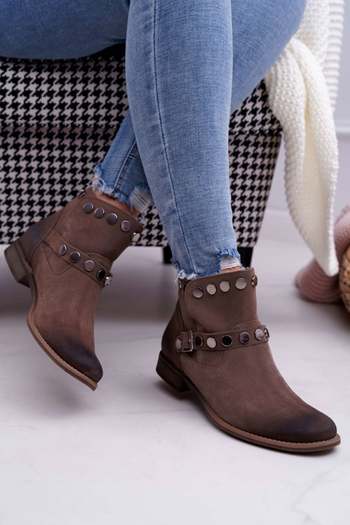 Dámské Kotníkové Boty velurové béžové Exquisite 1172