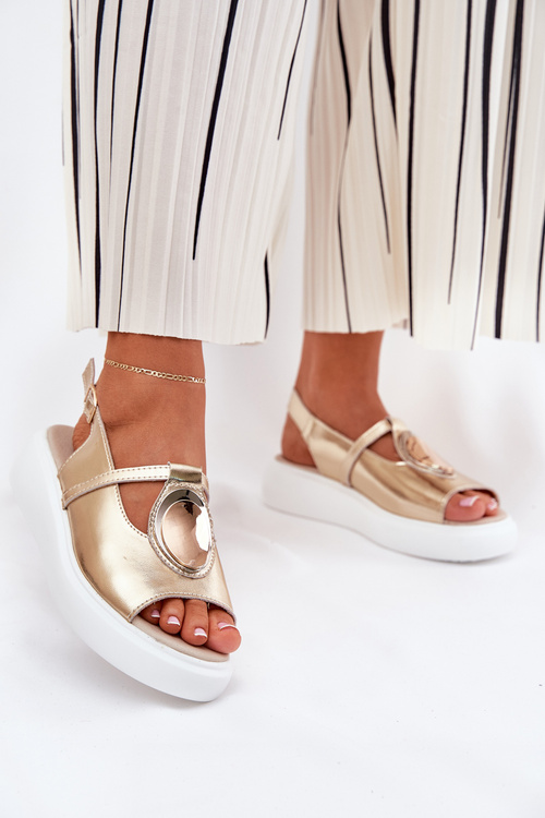 Kožené Elegantní Dámské Sandály S.Barski GR51-603 Zlaté