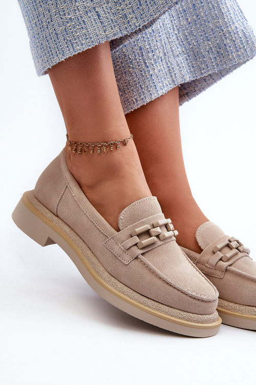 Ženské semišové Moccasins S.Barski HX52-222 BEIGE