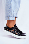 Dámske tenisky Black Roxas s otvormi a zirkónmi