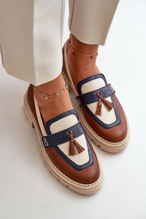 Kožené Dámske Mokasíny Hnedé Laura Messi 2835