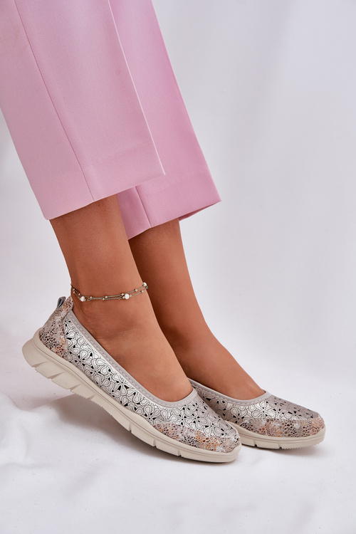 Kožené Prodyšné Lehké Baletky Zlaté Leaneila