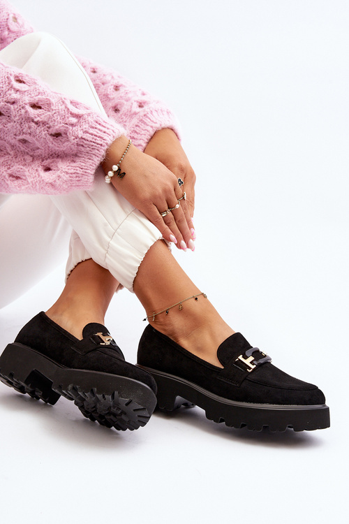 Dámske mokasíny s ozdobou čierne Omavia