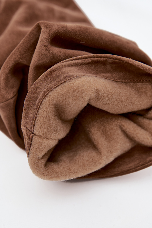 Vlnité čižmy z prírodného semišu na podpätku zateplené Zazoo 4228 svetlohnedé