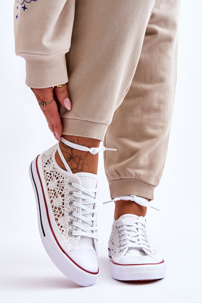 Dámské krajka textilní tenisky Bílé Fergo