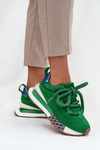 Semišové dámske tenisky na platforme s hrubým šnurovaním Artiker 55C0136 zelené