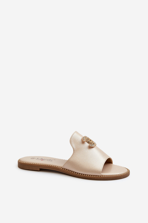 Elegantní Dámské Lesklé Sandály S Ozdobou S.Barski KV27-050 Zlaté