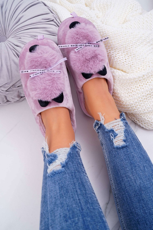 Dámské pantofle s kožešinou kocour růžové Kitty