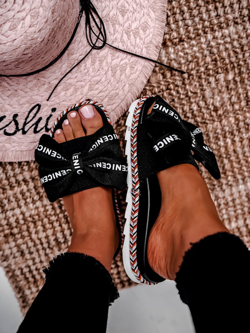 Dámske papuče s lukom čiernou Tarela