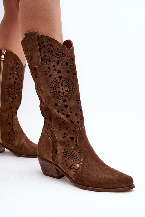 Zazoo 3396 Semišové Prostřihové Polobotky Hnědé