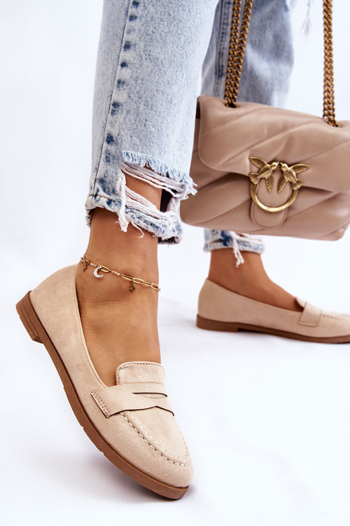 Pohodlné semišové dámské mokasíny béžová Lucca