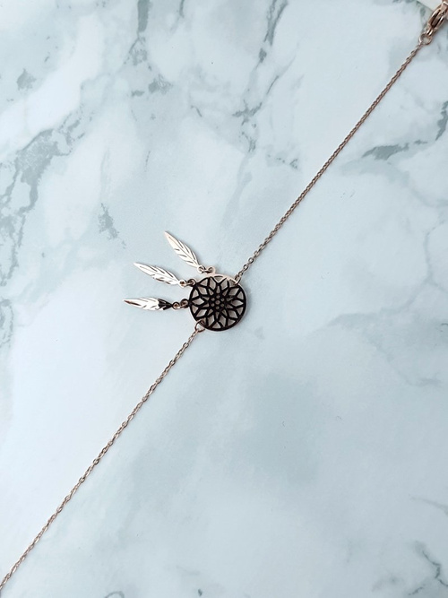 Dámský Náramek na řetězec Lapač Snů růžové zlato Melody