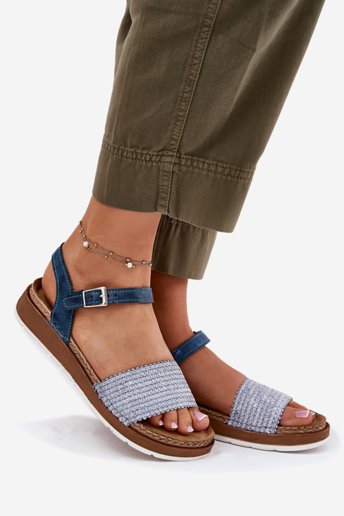 Dámske Sandále S Pletením Na Pásku Modré Inblu GS000050