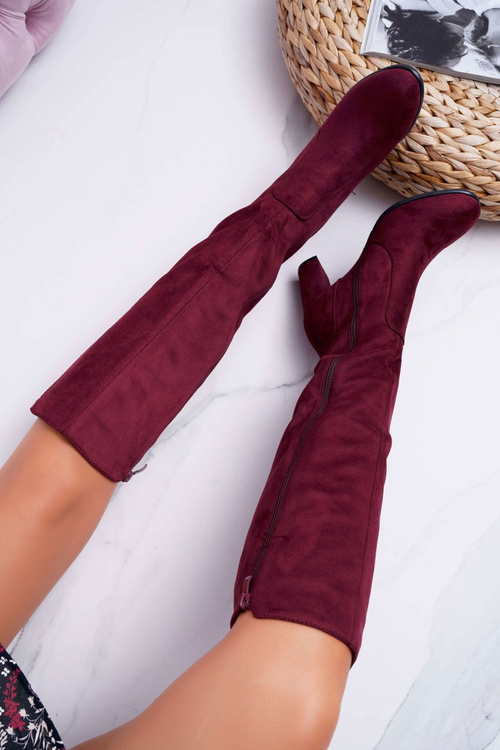 Dámské Kozačky Sergio Leone Semišové Bordó KZ275