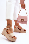 Dámské semišové sandály na klínu Béžová Lydia